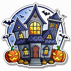 Halloween Sticker different cute halloween Vector Retro Cartoon