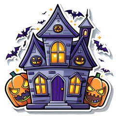 Halloween Sticker different cute halloween Vector Retro Cartoon