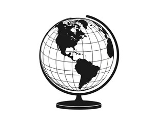  “Flat Earth Globe Vector Icon in Minimalist Style, Transparent Background”.