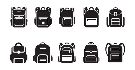 Black backpack icon symbol. Backpack silhouette logo vector. Backpack icon. Vector eps 10