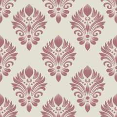 Fototapeta premium seamless damask pattern with red flowers, vintage style, vector illustration elegant for textile, wall paper, rug, curtains, cushion cover, bedding, upholstery fabric, scarf, decoration, Baroque 