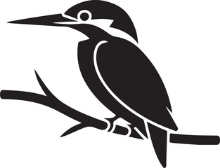 Obraz premium kingfisher silhouette vector icon, symbol of kingfisher illustration, solid black kingfisher clipart.