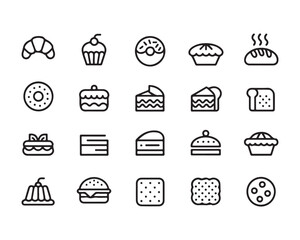 Bakery and pastry icons set croissant cupcake