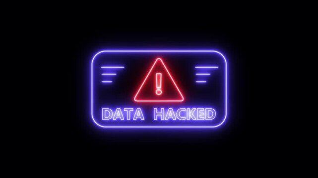 DATA HACKED security breach computer hacking warning message hacked alert ,hacked alert blackmailing virus countdown until deletion ,concept of computer security, warning , Motion graphics animation