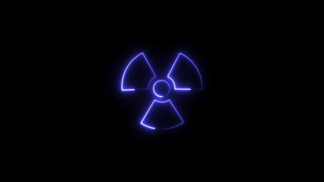 video animation red symbol radioactive alert, on a transparent background with alpha channel at zero