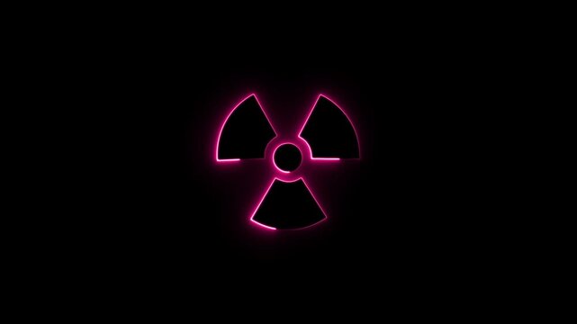 video animation red symbol radioactive alert, on a transparent background with alpha channel at zero