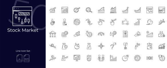 Stock Market Line Editable Icons set. Vector illustration in modern thin line style of Stock Market icons: market, trading, financial, etc