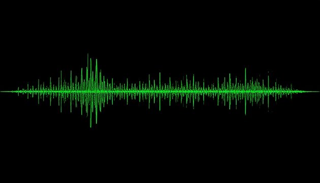 Green audio waveform on black background
