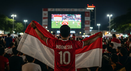 From the streets for Garuda: Depicts the spirit of the Indonesian people outside the stadium, united in watching together as a form of love for the country.