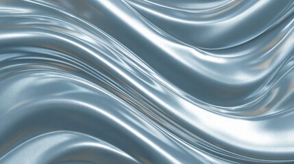 Obraz premium Silver Blue Fabric Texture with Smooth Drapes and Shiny Waves