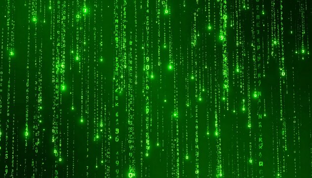 Green digital code cascading down