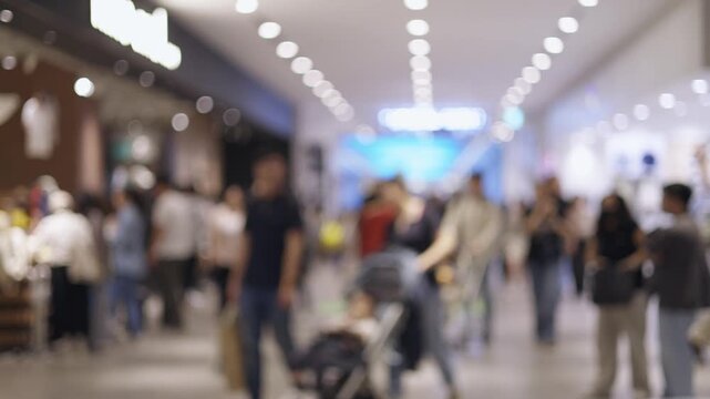 Defocused Crowd in Shopping Mall
