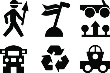 Set of black and white silhouettes of transportation and symbols awesome icons icon 128 png