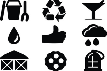 Set of isolated black silhouettes of objects and symbols awesome icons icon 128 png