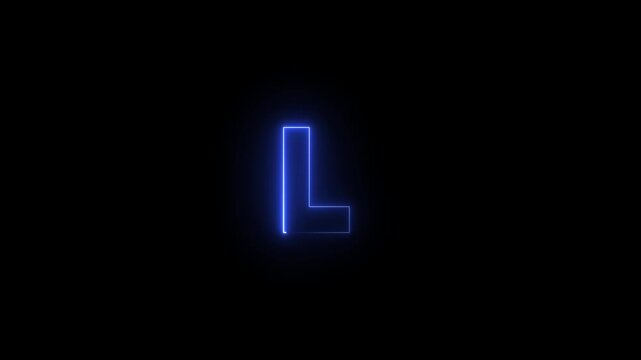 Capital letter L with a blue neon effect and color motion animation video footage in black background .