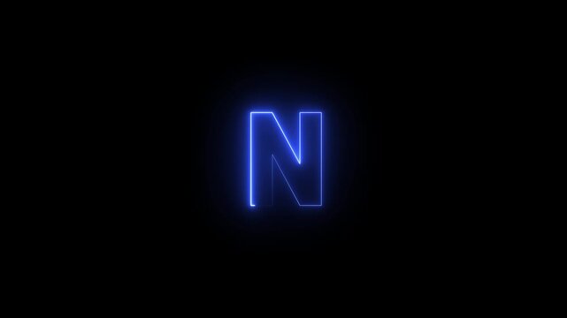 Capital letter N with a blue neon effect and color motion animation video footage in black background .