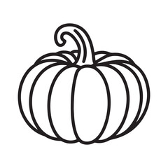 Black outline of a pumpkin with a curly stem squash 1