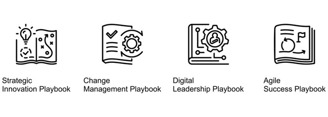 Playbook Terms In Business banner web icon vector illustration