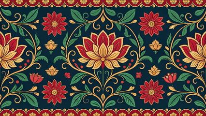 Seamless Sri Lankan Traditional Motif Vector Pattern