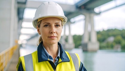 Focused female engineer outdoors