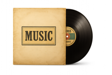 Vintage music record album cover with vinyl disc