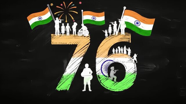India's Seventy Sixth Independence Day Chalkboard Animation