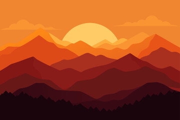 sunset in mountains