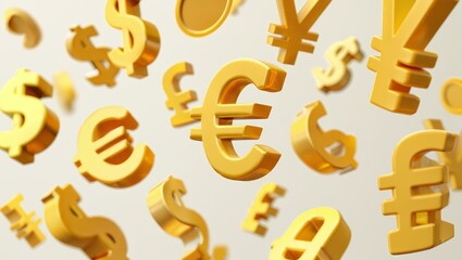Obraz premium Gold Currency Symbols Falling