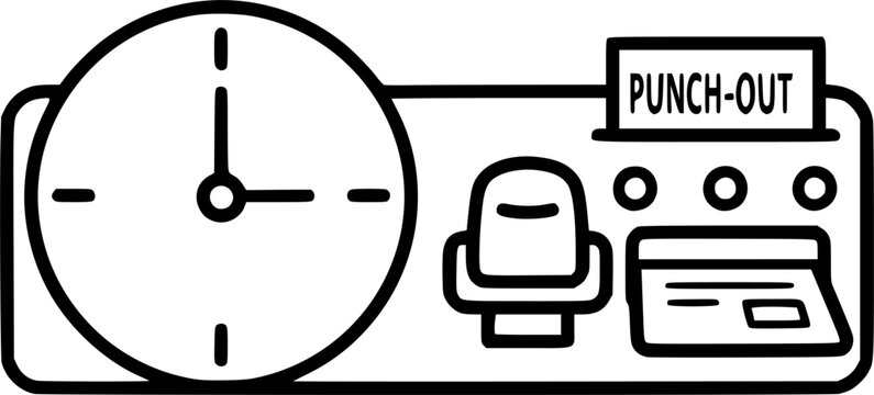 Time card punch clock outline icon vector
