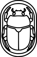 Minimalist scarab amulet outline icon
