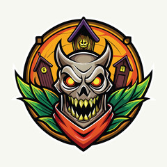 Obraz premium A gothic vector illustration of a scary winged skull with a fiery tribal design, perfect for a rock tattoo