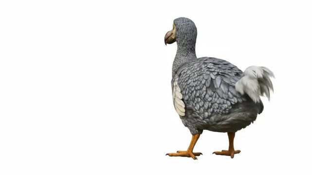 Dodo Bird Profile, White Background - A detailed illustration of a dodo bird is shown in profile view against a pure white background.