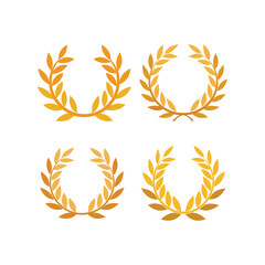 Set of golden wreath leaves ornament vector art illustration