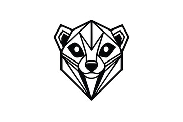Geometric badger head in black lines reveals sharp modern artistic animal creativity