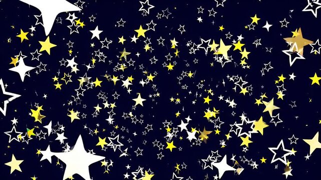crisp 4k animated video sparkling cartoon style stars twinkling against jet black night sky ideal whimsical children&rsquo;s projects dreamlike animations festive digital