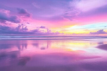 Fototapeta premium Pastel Sunset Over a Reflective Beach