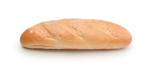 Loaf of wheat bread isolated on white.