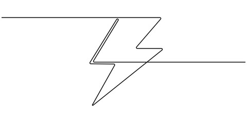 Lightning Bolt Continuous Line Art Illustration, Flash Illustration, continuous line electric icon. Single electric vector. Electric energy icon drawn one vector .Isolated white background. EPS 10 . 