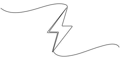 Lightning Bolt Continuous Line Art Illustration, Flash Illustration, continuous line electric icon. Single electric vector. Electric energy icon drawn one vector .Isolated white background. EPS 10 .  © SHANTO