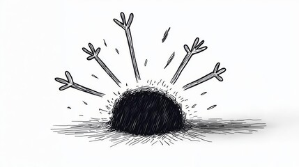 A creative illustration depicting a burst of energy from a dark center, symbolizing emotional conflict and release.