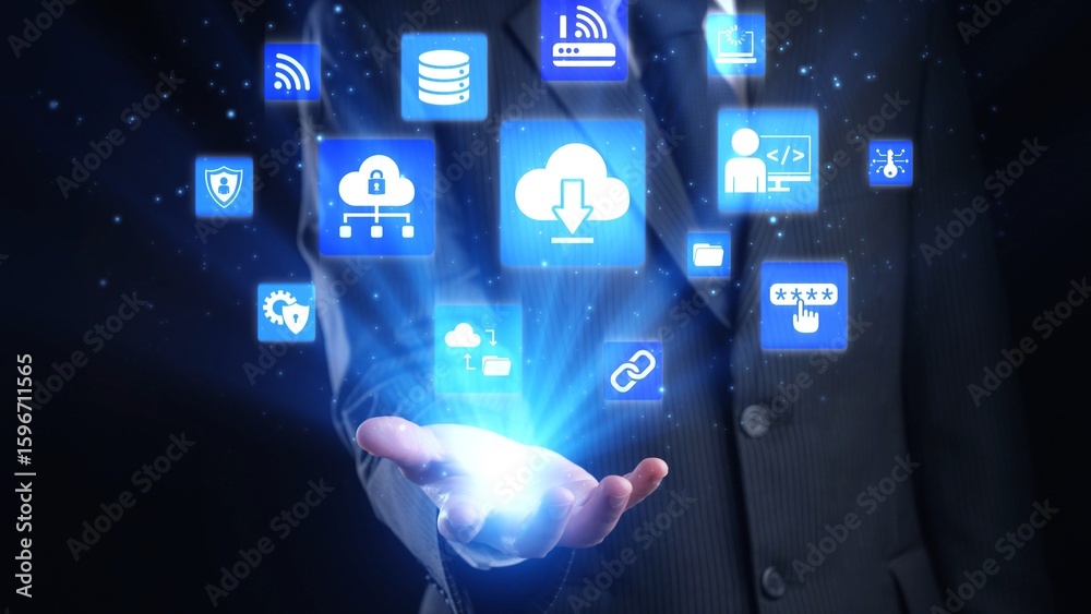 Poster cloud computing, cloud strategy, and cloud technology transforming digital infrastructure with scala