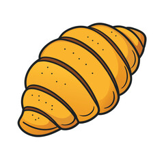 baked butter croissant, golden brown pastry Vector  illustration