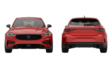 Car front and back view isolated on transparent background
