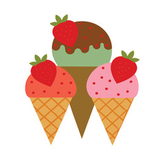 Delicious ice cream cone with swirl, isolated on white, perfect for dessert, summer, and food designs.