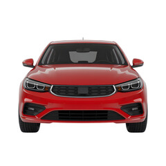 Red car isolated on transparent white background