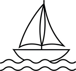 Sailboat and Sun Minimal Line Art