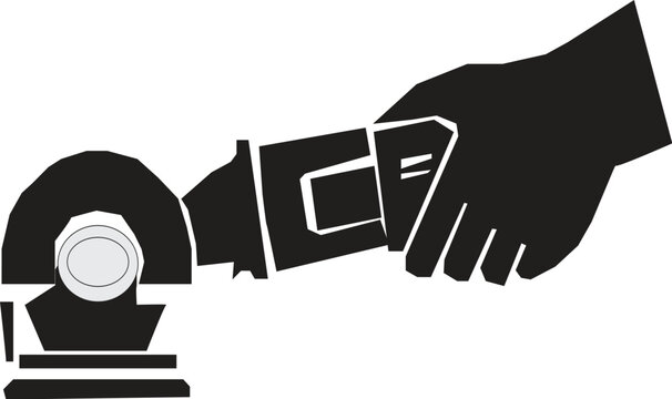 black hand holding grinder tool clip art preview