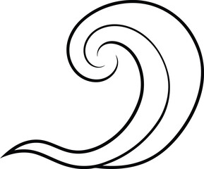 Wave Curl Minimal Outline Sketch