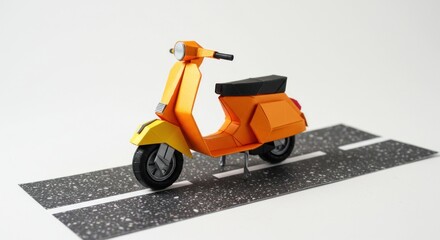 Orange scooter model on road