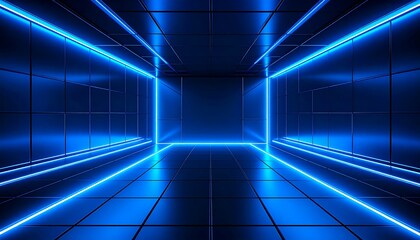 Futuristic, glowing blue corridor